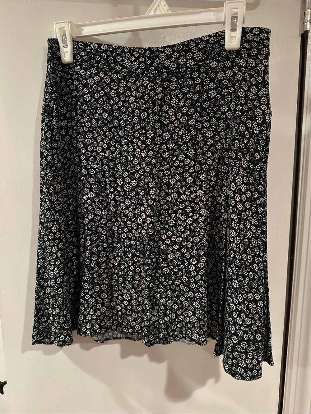 Madewell Black Floral Skater Skirt